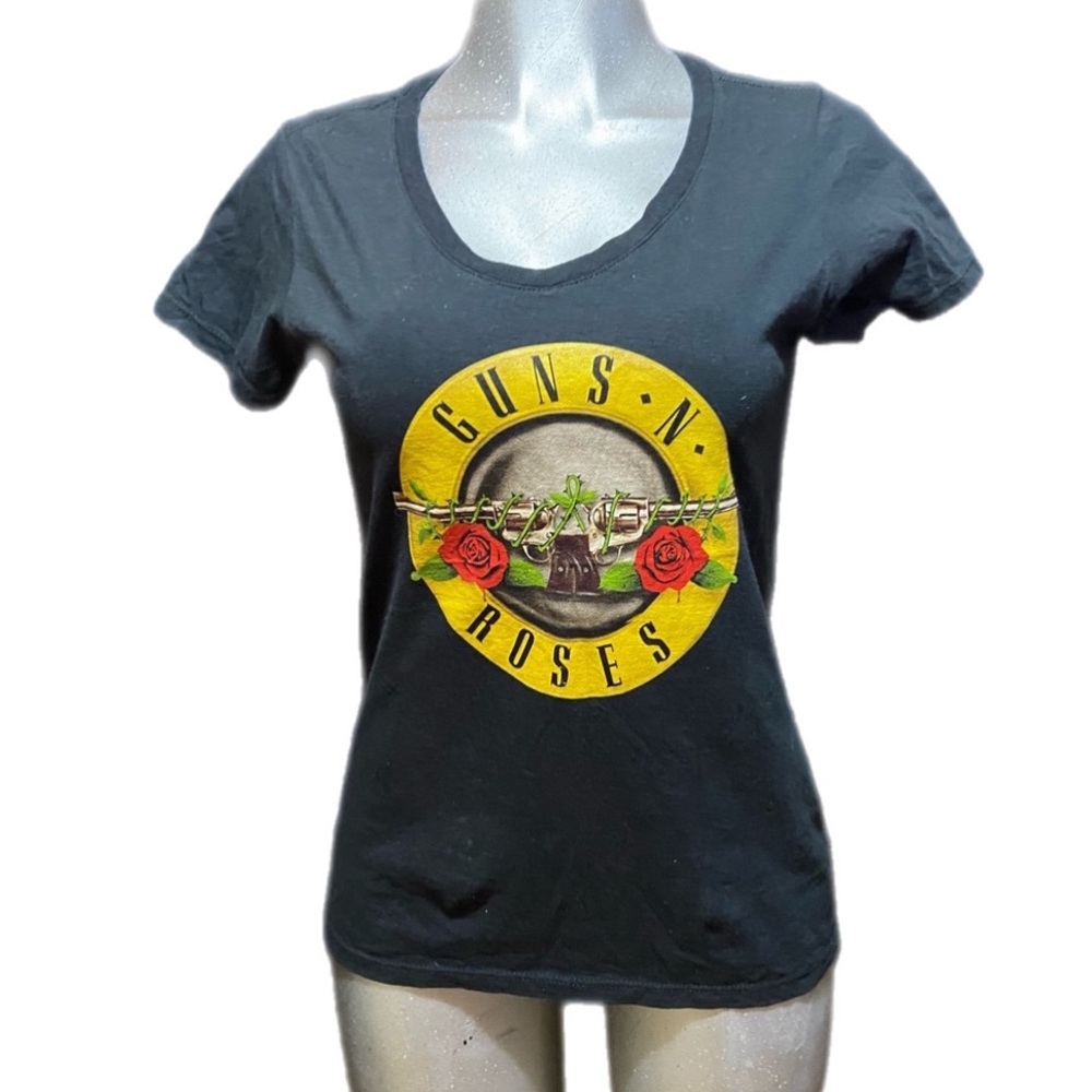 Guns N Roses Top T-Shirt V Neck Fan Music Band Rock & Roll Small Cotton Festival